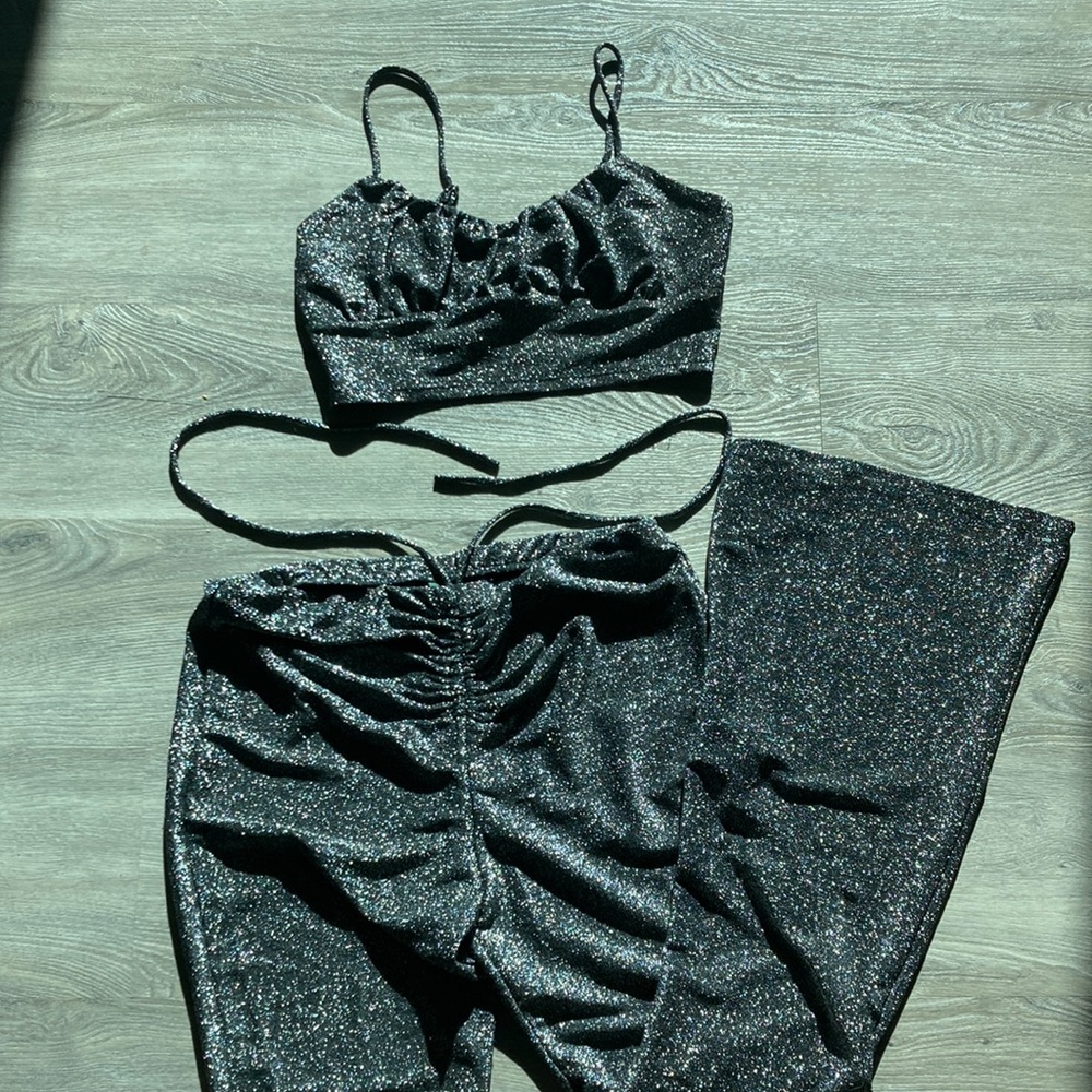Sparkly flared pants and top set